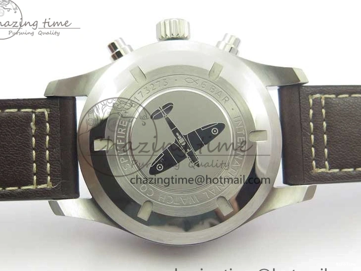 MIROTIME 0508 Pilot Chrono Spitfire IW387903 SS ZF 1:1 Best Edition Black Dial on Brown Leather Strap A OdorResistant 7127